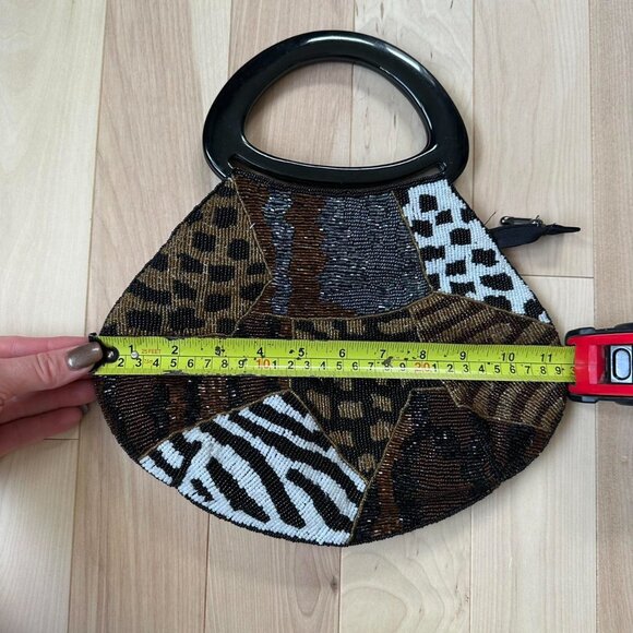 Vintage 2000s Beaded Animal Print Handbag - Picture 3 of 8